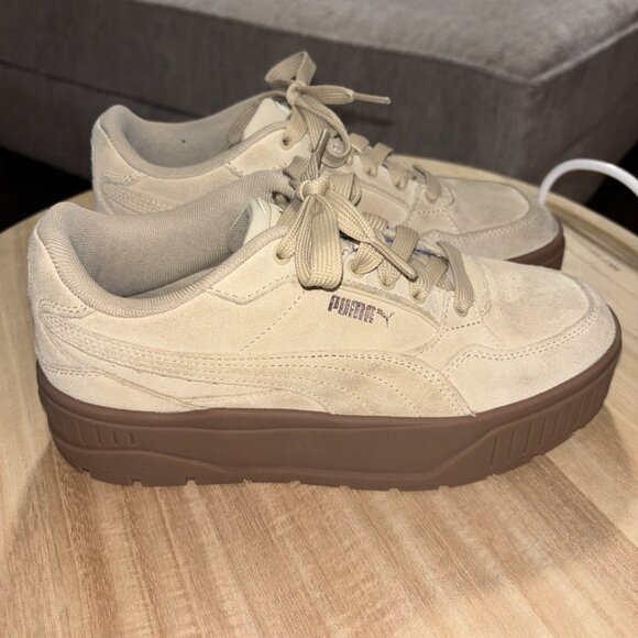PUMA Shoes - 8 Puma Women Frosted Ivory Karmen II Idol Platform Suede Sneakers tennis shoes